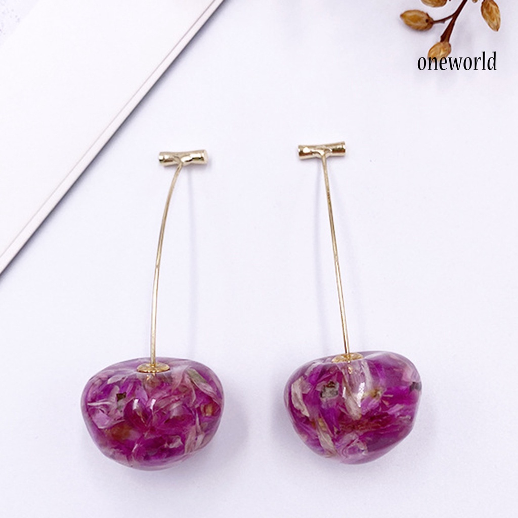 OW# 1 Pair Women Sweet Cherry Fruit Pendent Earrings Studs Jewelry Accessories Gift