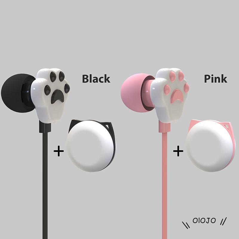 Earphone In ear Bentuk Telapak Kaki Kucing Lucu + Kotak Penyimpanan ol2