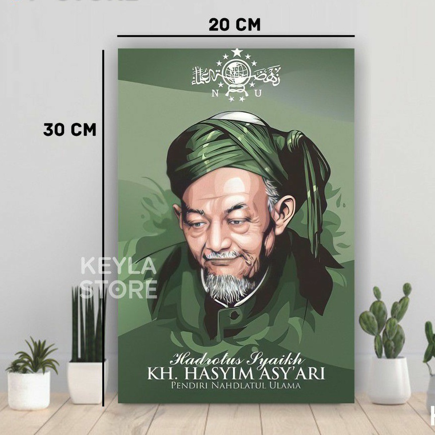 POSTER KAYU HIASAN DINDING FOTO KH. HASYIM ASY ARI-PENDIRI NU-TOKOH ULAMA PENDIRI NAHDATUL ULAMA IND