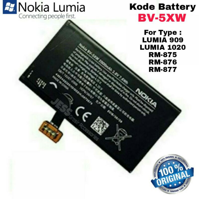 Baterai Battery Original NOKIA Lumia 1020 / Lumia 909 / RM-875 / RM-876 / RM-877 / BV-5XW / BV5XW