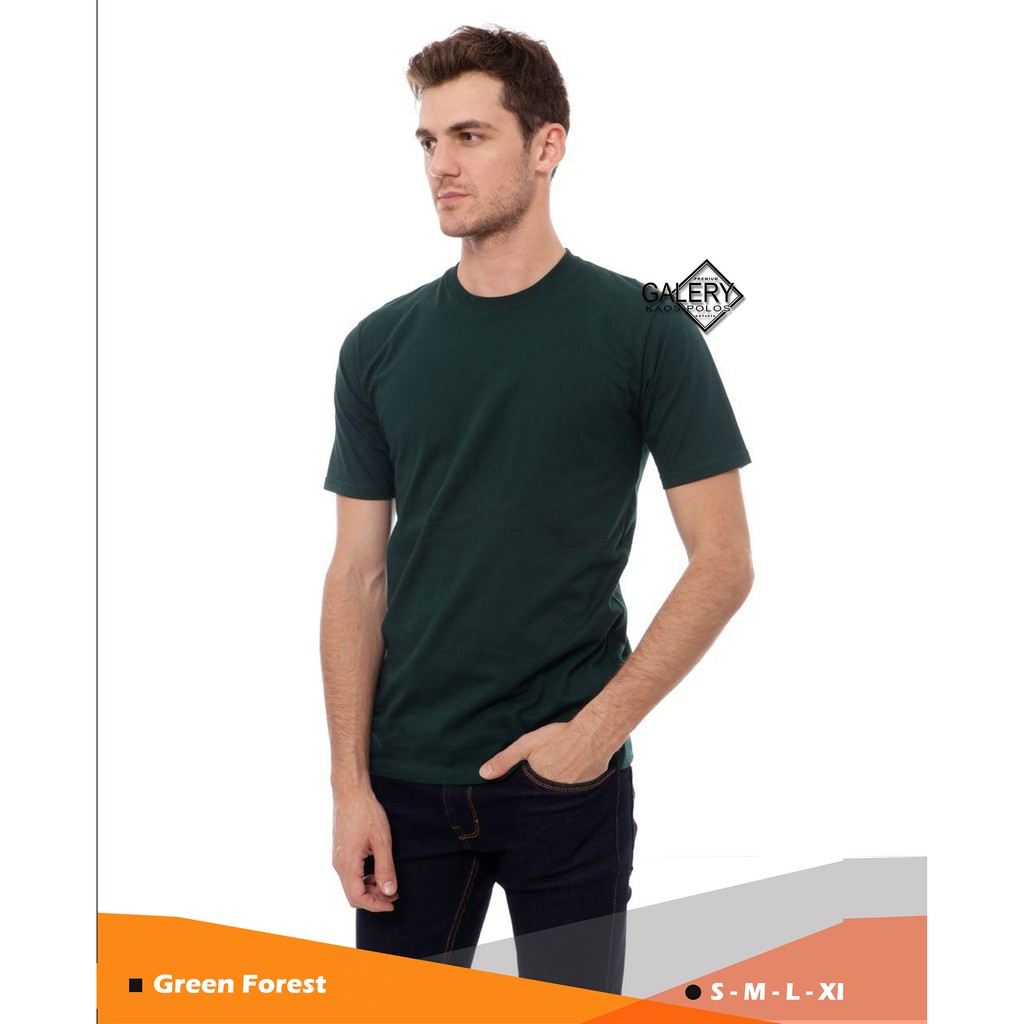 [LANGSUNG DARI PABRIK] [HARGA RESELLER] Kaos Polos Bahan Cotton, Combad 30s Unisex Cewek Cowok Casual-Green Forest