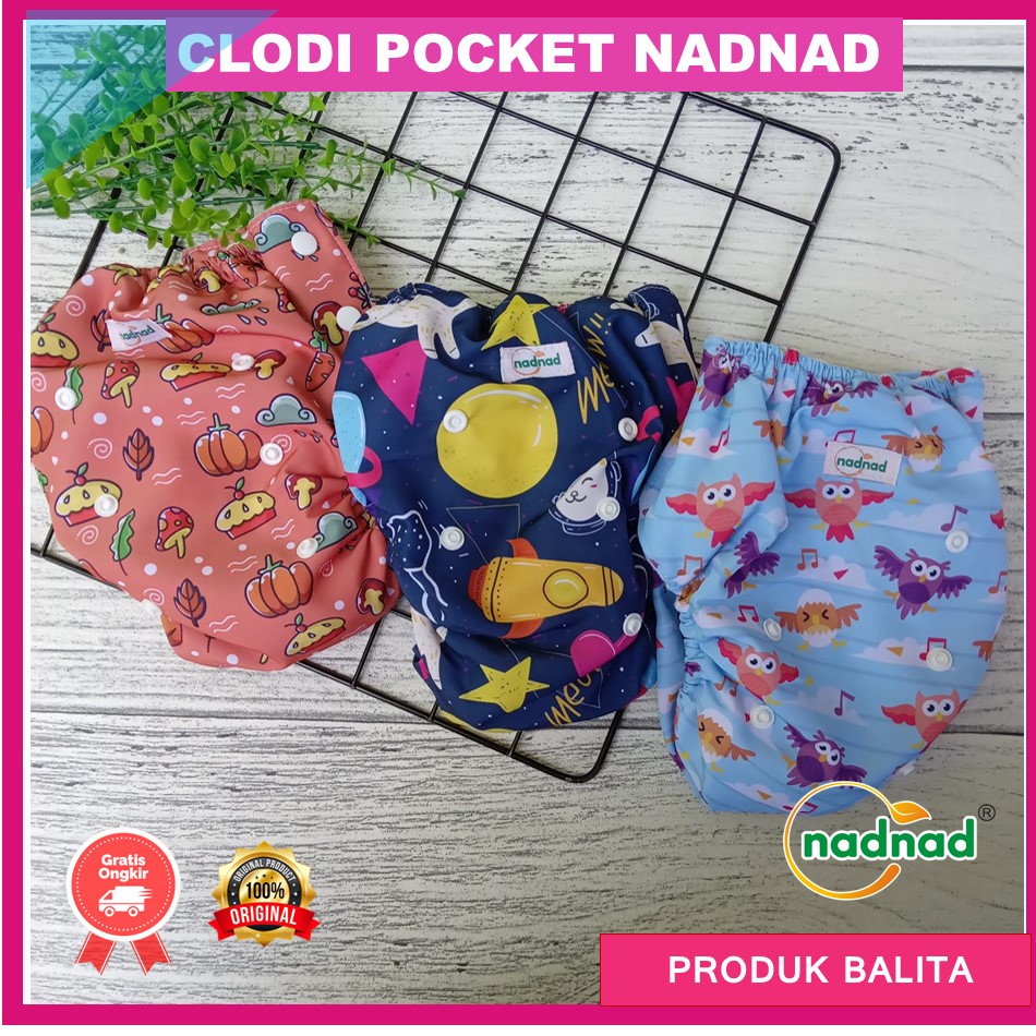 Clodi Bayi NadNad by Sakina Pocket Pants 7-25 kg Clody Kain Celana Popok Cuci Ulang