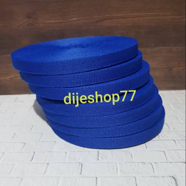 Pita list polos biru benhur lebar 1cm ROLL / pita polos 1 cm / pita baju celana / tali craft /bisban