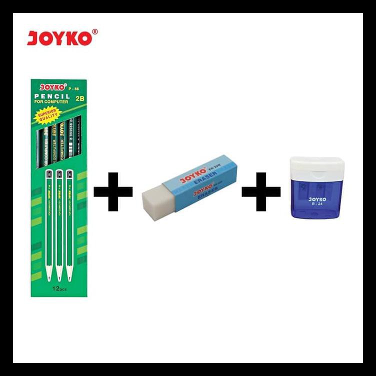 

Pencil / Pensil Joyko P-88/2B/12Pcs + Eraser Er-30W + Sharpener B-24 Terlaris