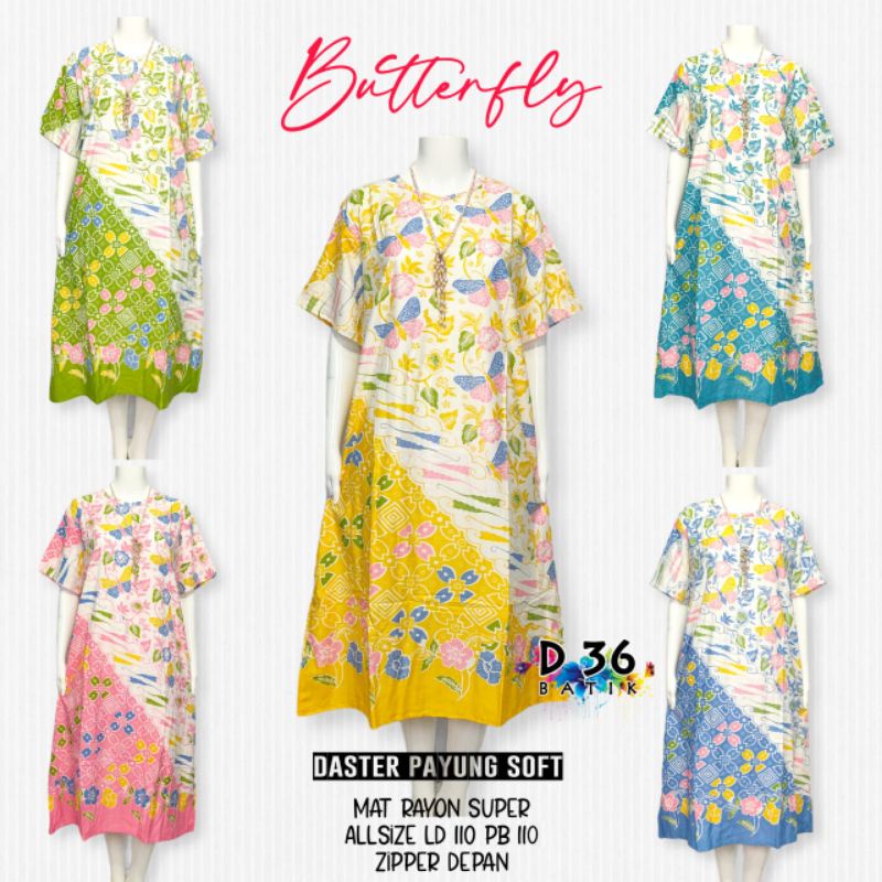 (Semerbak) Baju Tidur Daster Payung rayon premium lengan pendek Butterfly Busui Bumil Motif Kupu