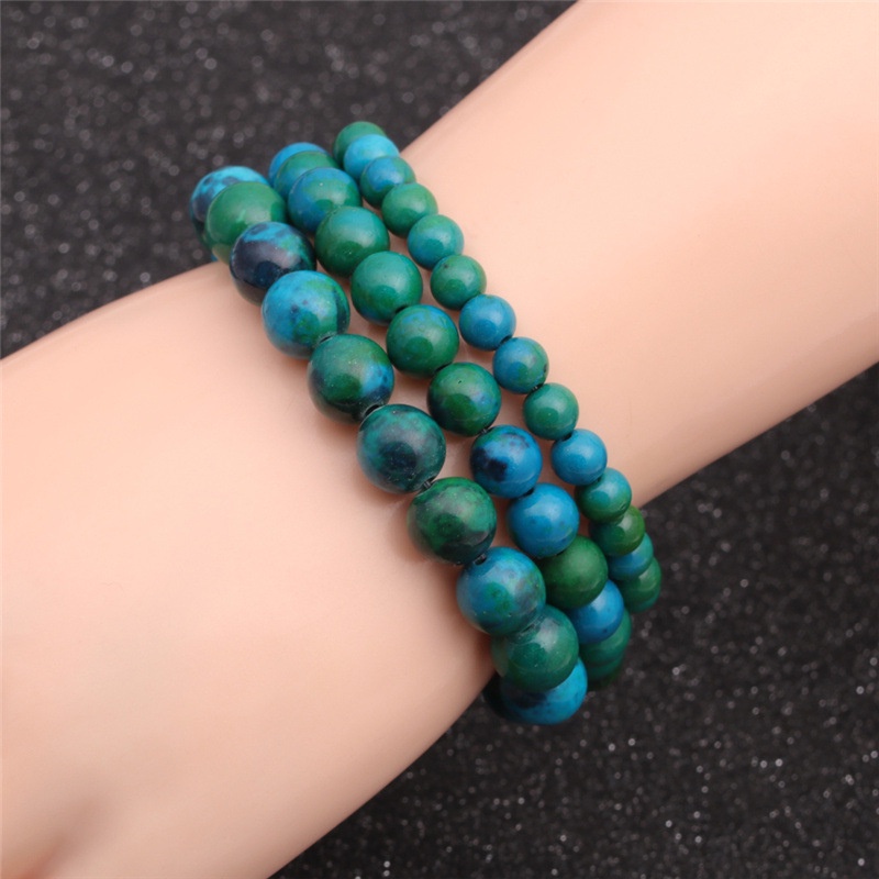 Gelang Manik-Manik Chakra Chrysocolla Malachite Adjustable Untuk Pria Dan Wanita