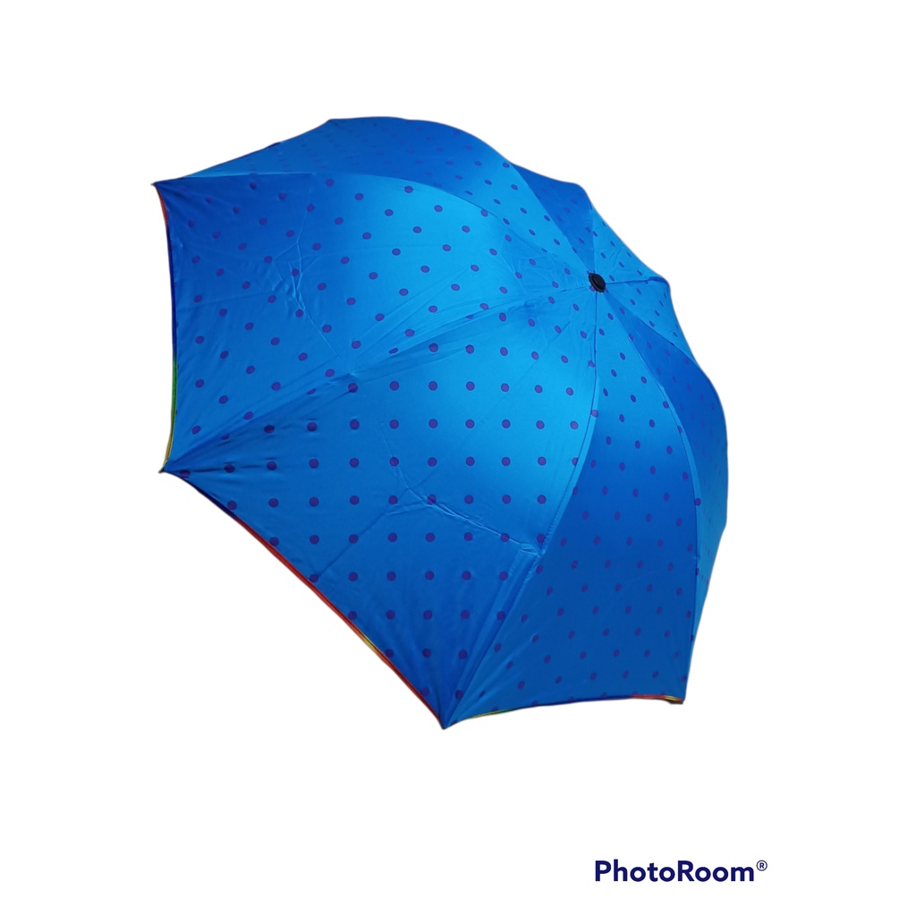 Payung Lipat Motif POLKADOT Nagoya Nagoya Lapis Hitam Anti UV Kuat Kokoh Packing Free Bubble Wrap