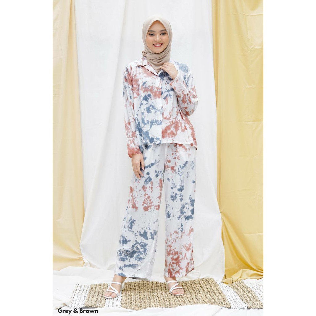 (COD) PREMIUM SETELAN BAJU TIDUR PIYAMA GALAXY LONG SLEEVE SET TIE DYE / Baju Tidur / Piyama Tie Dye