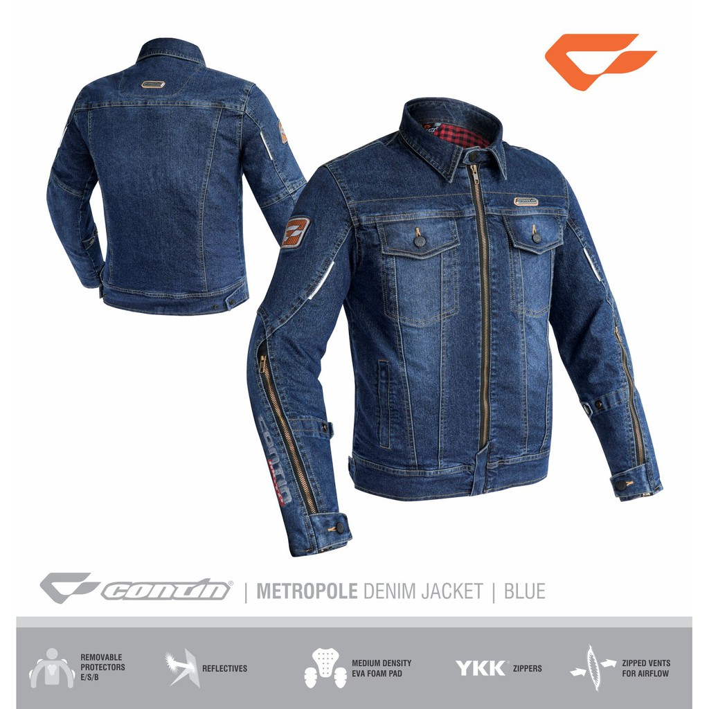 Continmoto Jaket Motor Denim Protektor Contin Metropole - Blue
