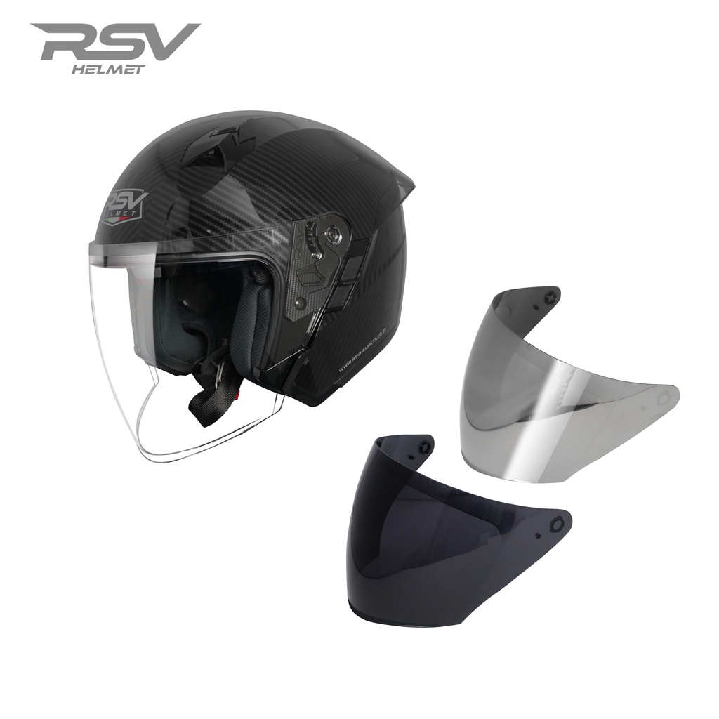 HELM RSV SV300 CARBON GLOSSY BUNDLING VISOR DARKSMOKE / IRIDIUM SILVER