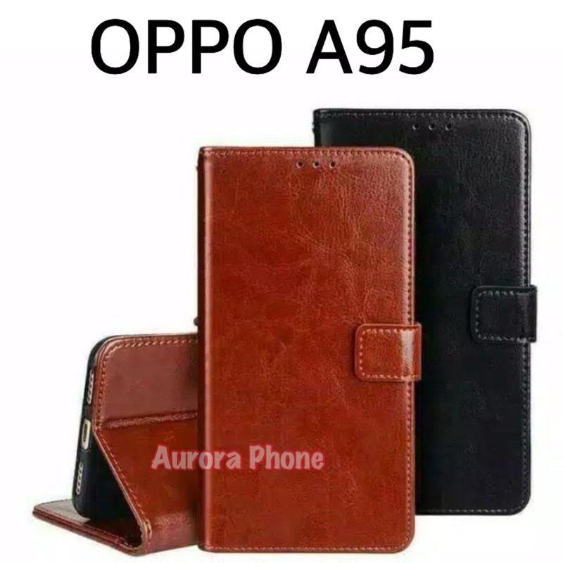 Flip Cover Oppo A95 / Oppo A95 Leather Case Flip Case Oppo A95 Flip Cover Wallet - Casing Kulit Oppo A95