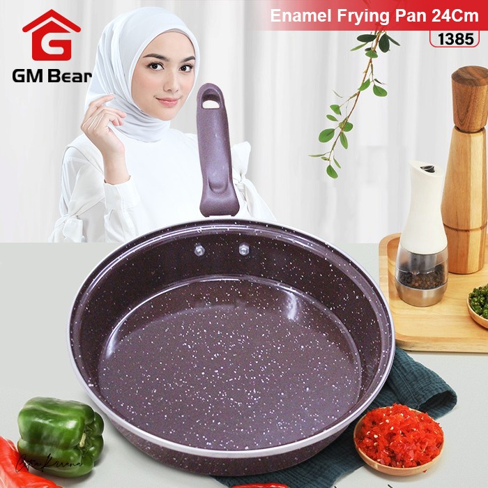 GM Bear Wajan Enamel 1385-Enamel Frying Pan 24cm