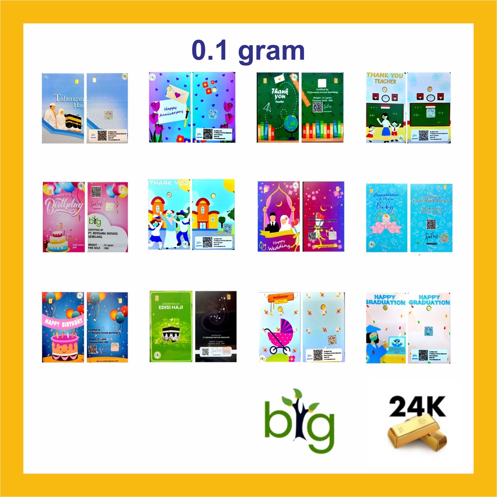 LM Emas Logam Mulia LM Batangan BIG GOLD EMASIN 0,1 0.1 gram 24k Birthday Ultah Wedding Nikah Kawin 