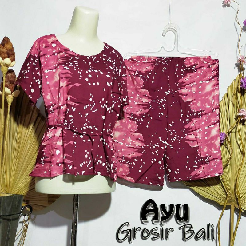 Piyama setelan baju tidur rayon bali motif murah cantik