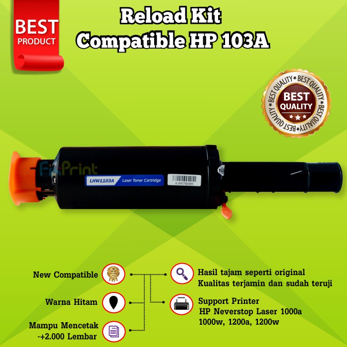 Refill toner XP 103A Black Compatible W1103A Printer 1000a 1000w 1200a 1200w