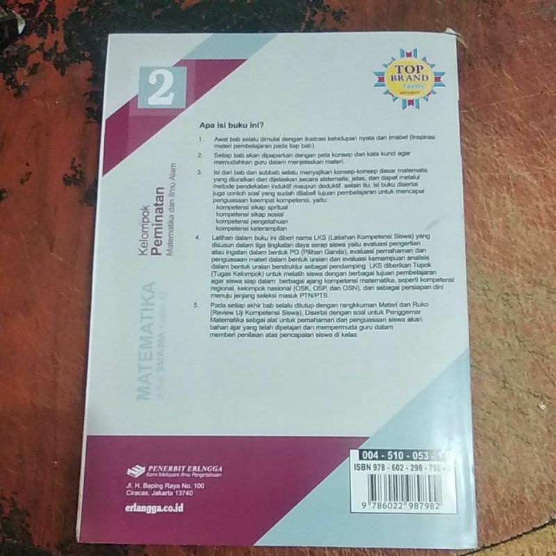 buku matematika SMA /MA kelas 2-11 penerbit Erlangga sukino peminatan MIPA-1