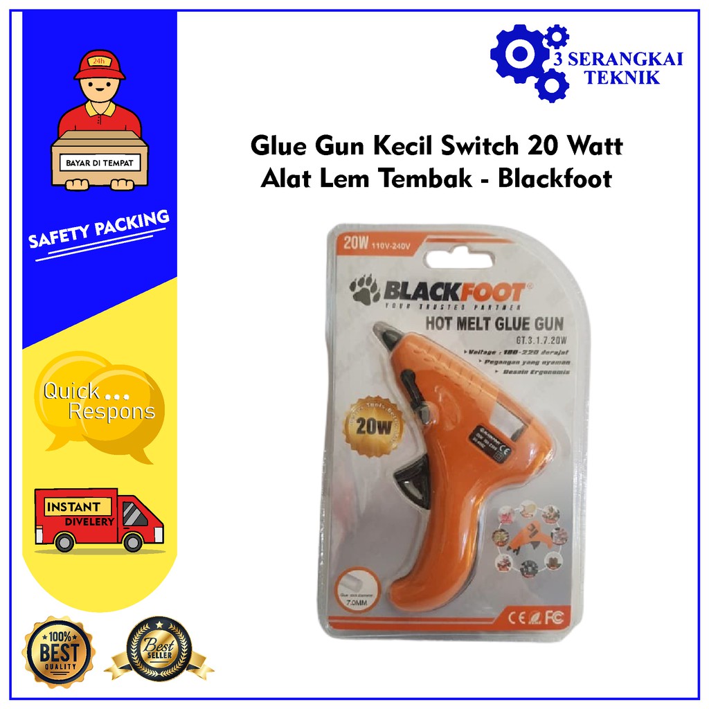 Glue Gun Kecil 20 Watt / Alat Lem Tembak - Blackfoot