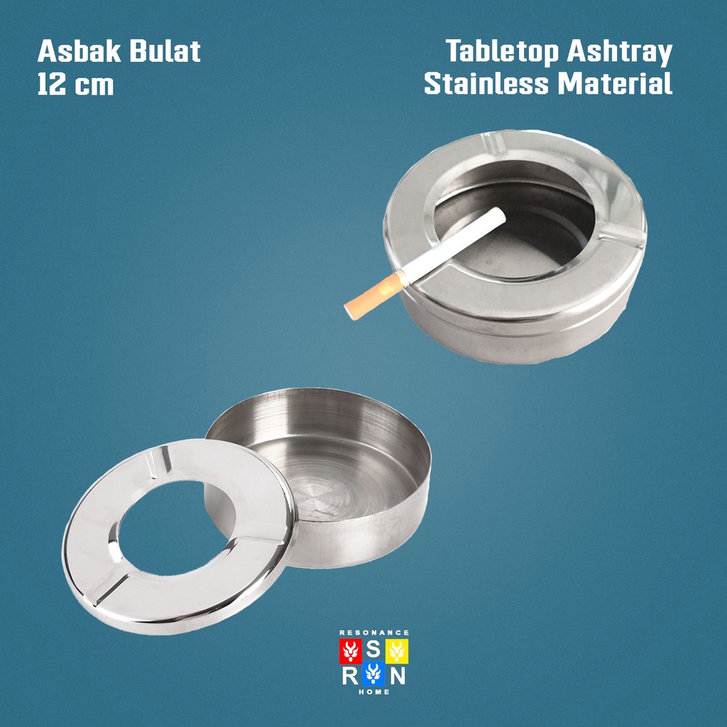 Asbak Bulat Stainless + Tutup 12cm / Resonance Home