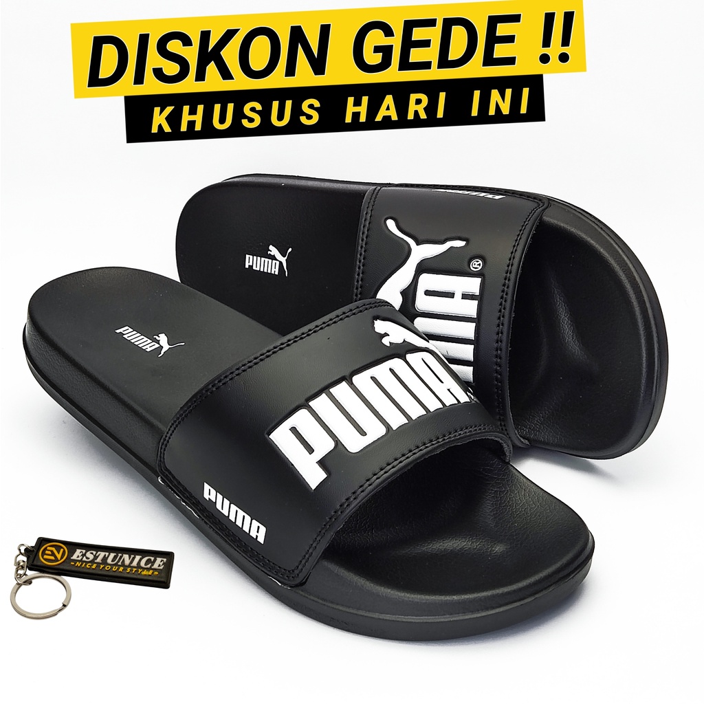 Sandal Sendal Slop Selop Slip On Slide Pria Wanita Cowok Cewek Laki Laki Casual Kekinian Murah CP-Puma