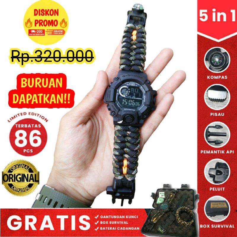 G Shock GW 9400 Custom Paracord survival Multifungsi original ARCORD, jam tangan paracord, jam tanga