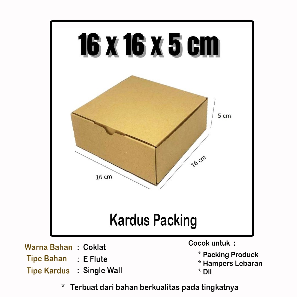 

Kardus Paket 16x16x5 cm | Kardus Packing | Box Kue | Box Aksesoris | Box Kemasan