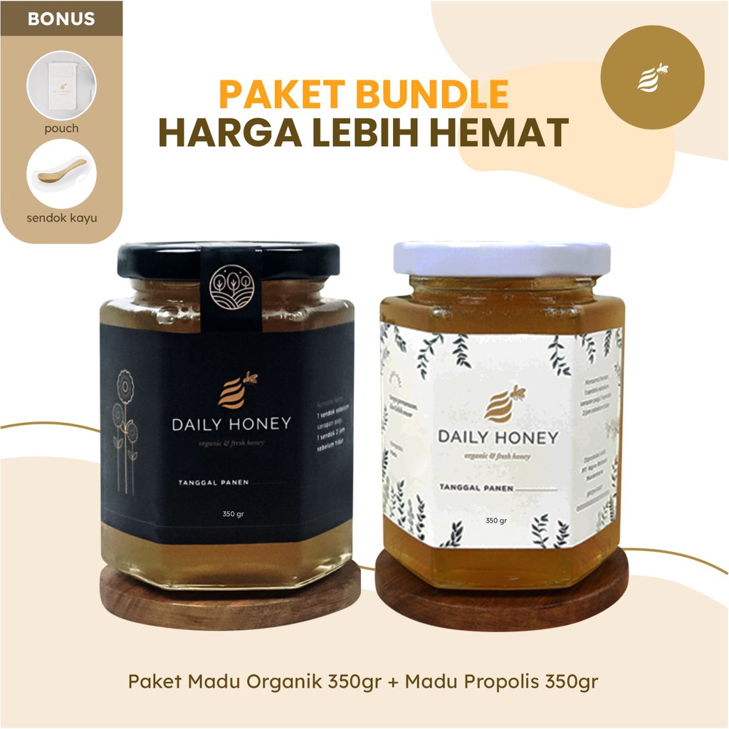 

[PAKET BUNDLE] Madu Organik 350gr + Madu Propolis 350gr - Lebih Hemat