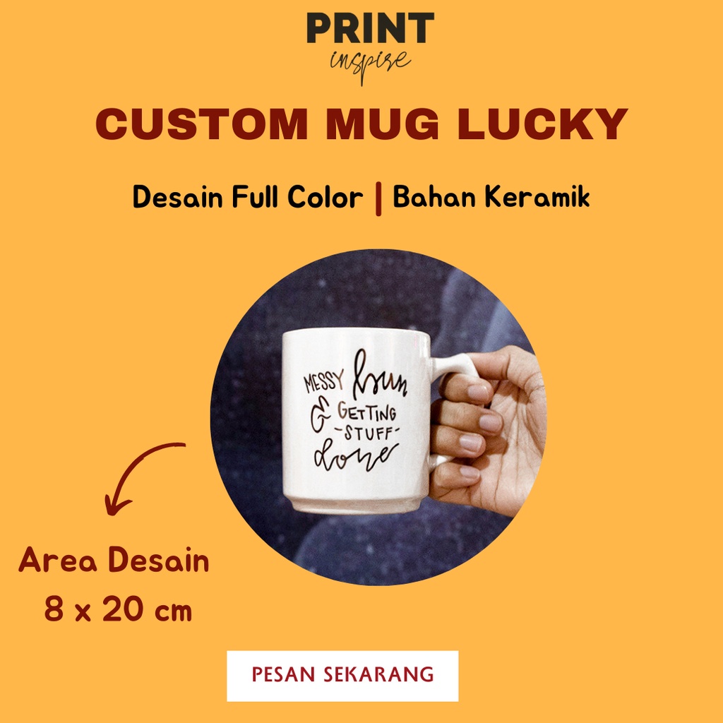 Mug Lucky/Mug Custom Souvenir/ Cetak Mug Satuan