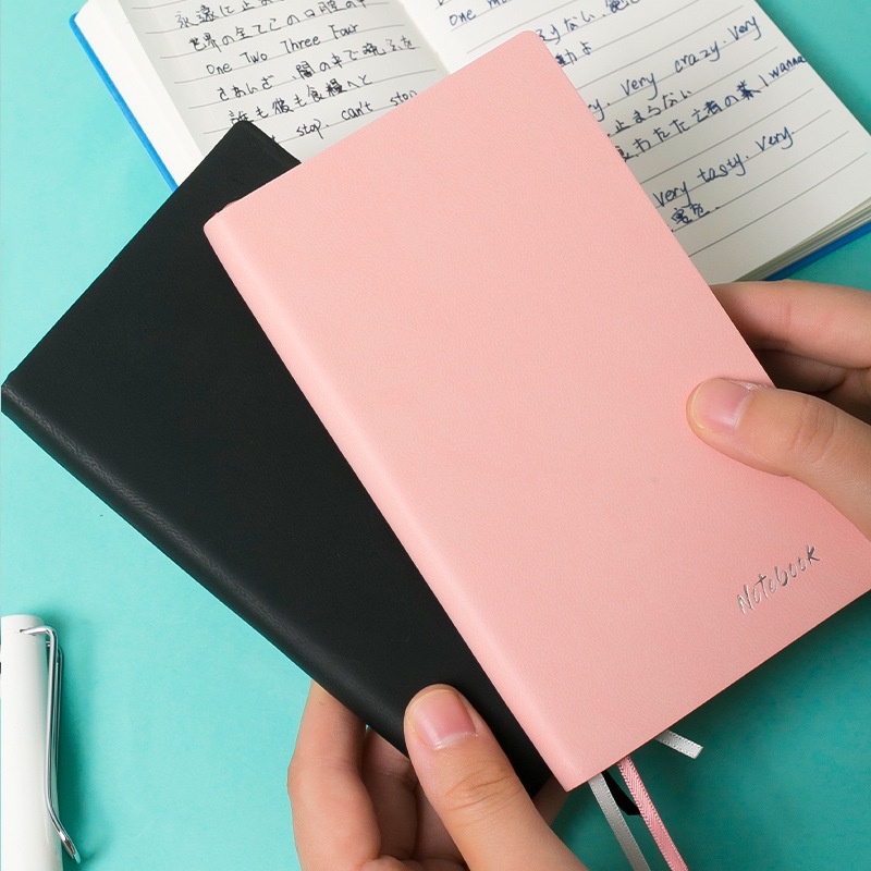 Note A6 Buku Cover Kulit Dompet Premium Catatan Tulis Kerja Cover Kulit Kertas Blue Grey Memo Menulis Line Garis Pink Blue Notebook Elegant Polos Garis Memo