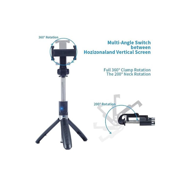 Tripod All in One with Remote Bluetooth Tongsis/Monopod Tripod Mini Selfi Stick Praktis dapat Dilipat Shoot Video Face Time