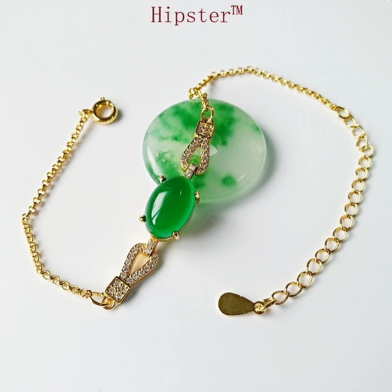 Exquisite Refined Grace Fashion Natural Emerald Gold Bracelet