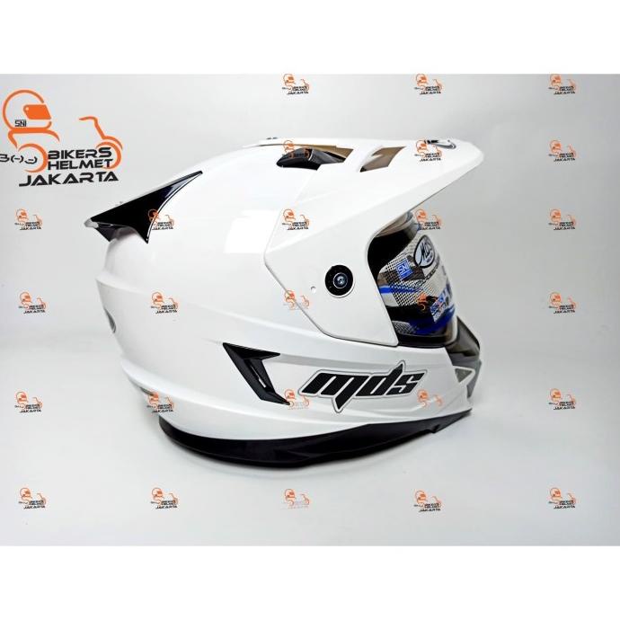 MDS HELM SUPER PRO SOLID WHITE SUPERMOTO FULL FACE