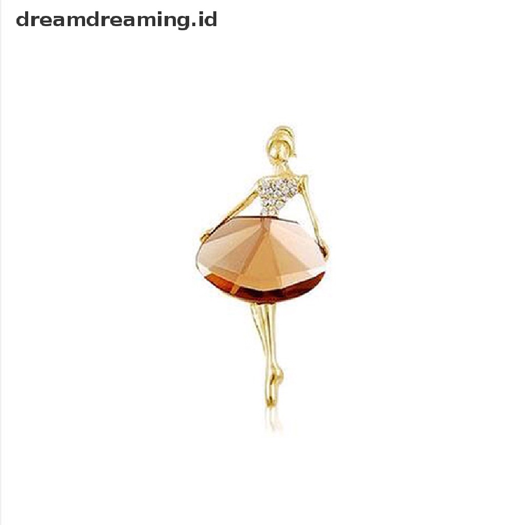 Bros Pin Desain Princess Ballerina Aksen Kristal Bling Untuk Wanita