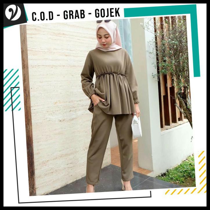 Baju Gamis Thania Moscrep Set Gamis Wanita Muslimah Tanpa Jilbab