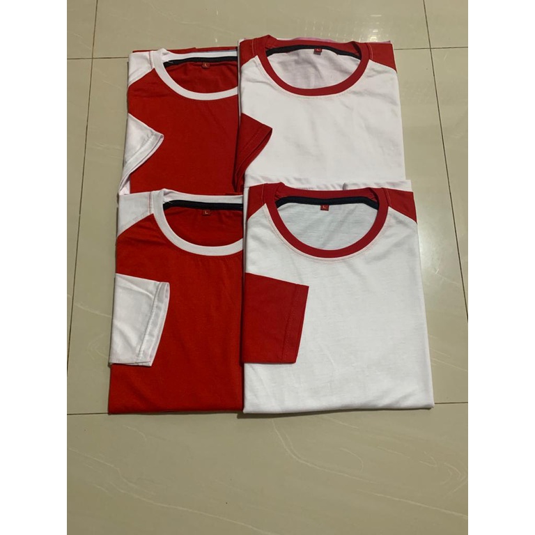 Kaos polos - Kaos reglan warna kombinasi lengan 34 misty