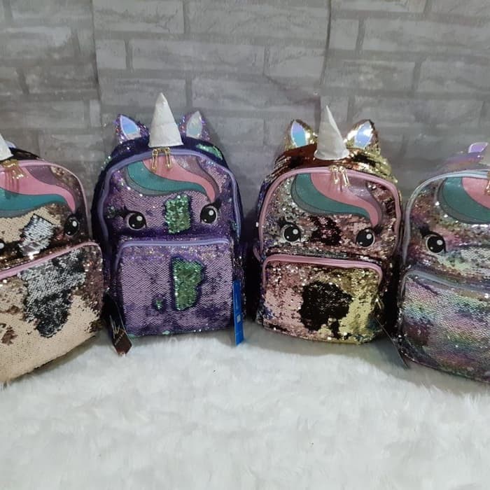 Tas Import / Tas Justice / Backpack / Tas Ransel Sequins Unicorn