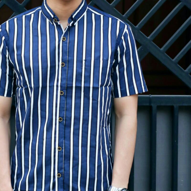 KEMEJA PREMIUM IMPORT SALUR PRIA KEMEJA STRIP TERMURAH MOTIF GARIS-GARIS