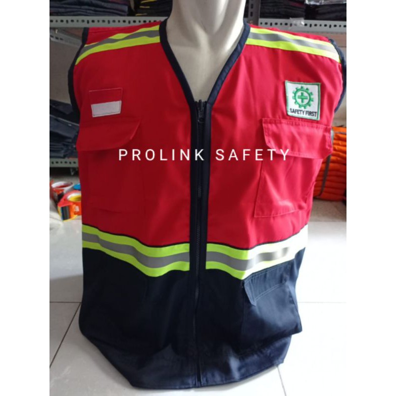 (((MERAH))) ROMPI SAFETY HSE MERAH RESLETING KAIN DRILL FREE LOGO BORDIL K3 SAMA BENDERA