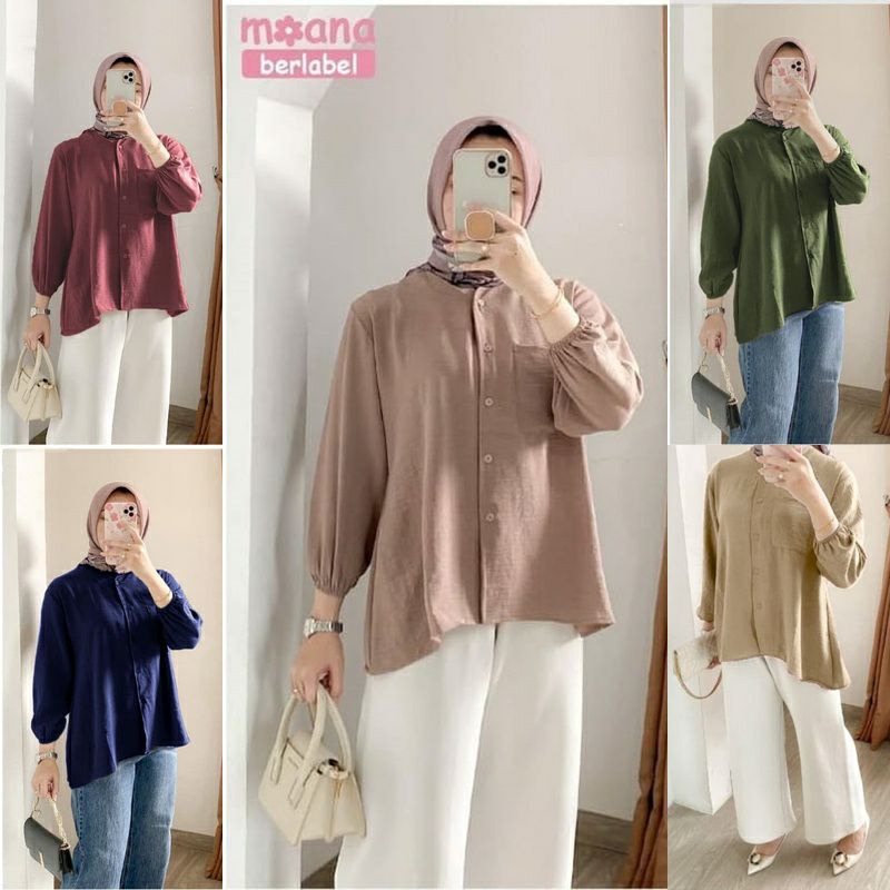 KEMEJA WANITA HEVA BLOUSE BAHAN CRINKLE AIRFLOW PREMIUM