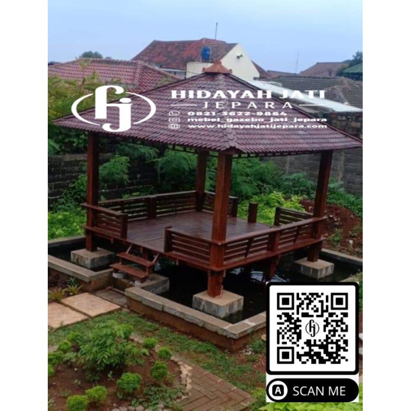 gazebo kayu kelapa ukuran 3 x 3 meter