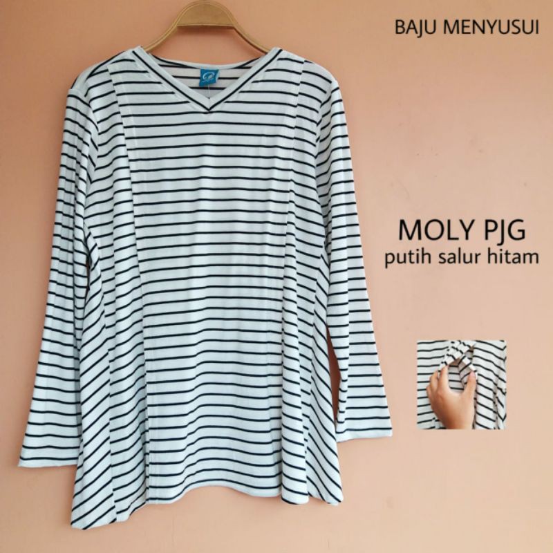 Mamigaya Nursing Wear Molly Panjang Baju Menyusui Kaos Atasan Panjang Menyusui