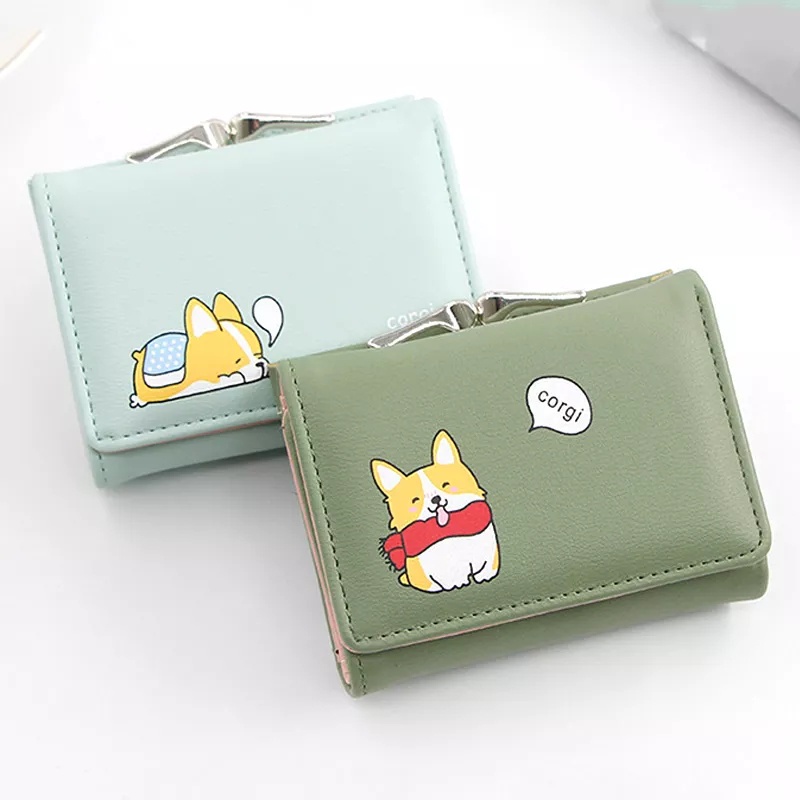 New Dompet Lipat Mini A59 Wanita Motif Animal Lucu Bahan Pu Leather Import AFM