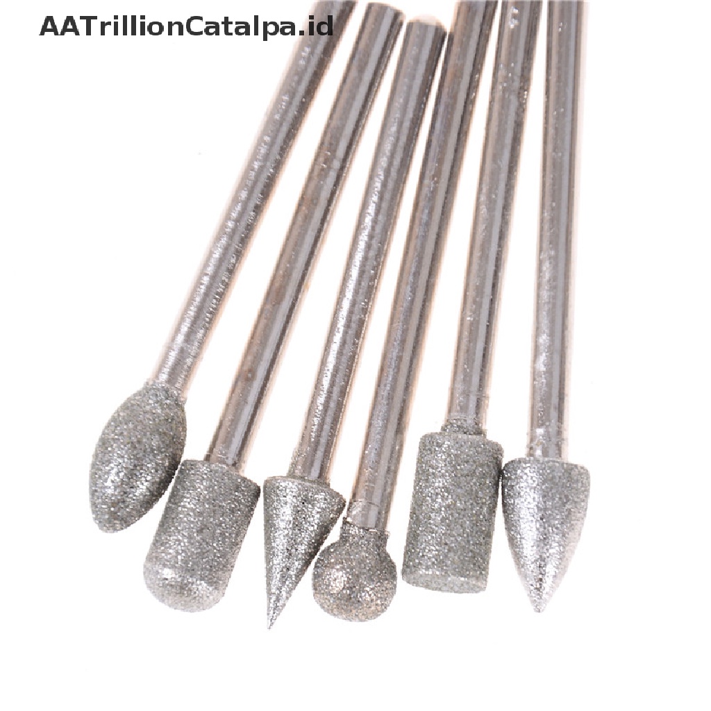 20pcs / Set Mata Bor Berlian Shank Grinding Burr 3mm Untuk Alat Rotary Perhiasan