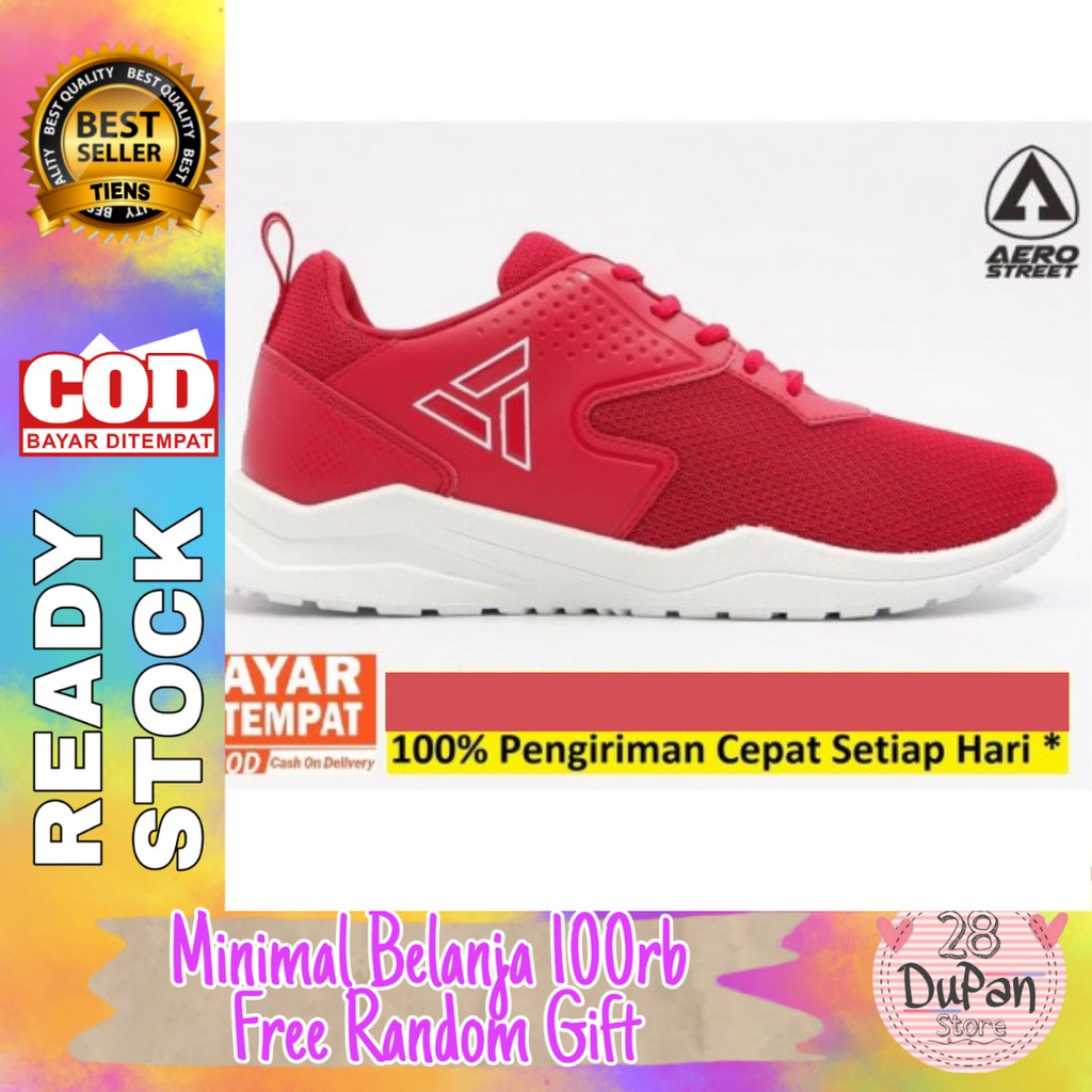 ✅SEPATU AEROSTREET AUDREY SNEAKERS WANITA MERAH PUTIH ORIGINAL | SNEAKERS CASUAL SPORT JOGGING GYM