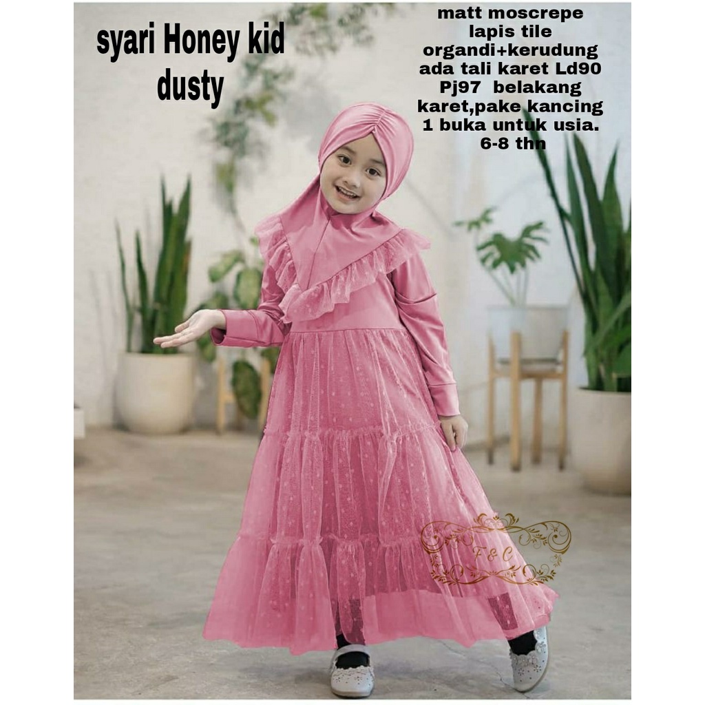 MA2230 Gamis Syari Anak Oney 6-8THN 4WARNA / AC / Busana Muslim Anak Soleha / Baju Lebaran Anak / Pa
