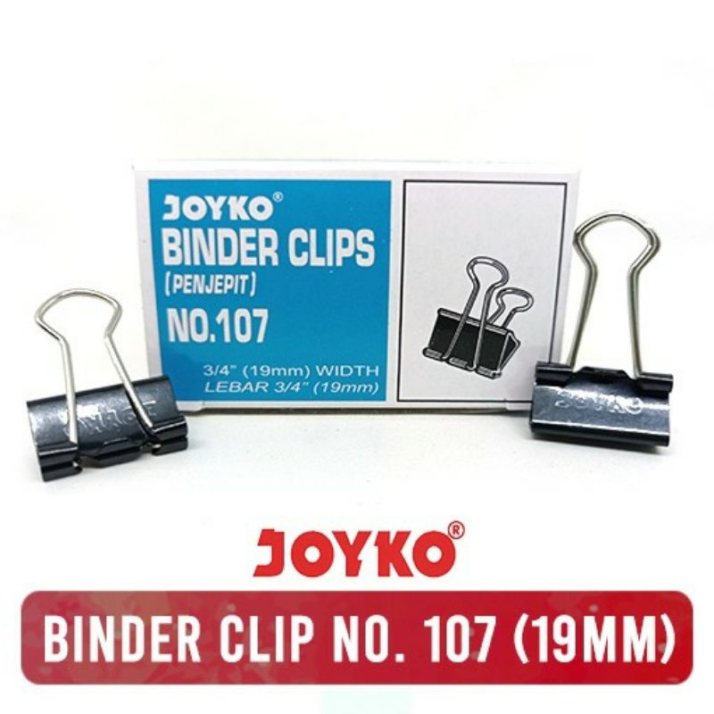 Binder Clip No.107 Joyko - Penjepit Jepitan File Klip Kertas Tugas Proposal Kantor