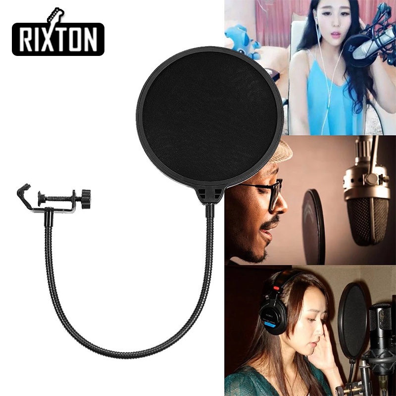 Rixton Professional Microphone Pop Filter Shield Berlapis Ganda