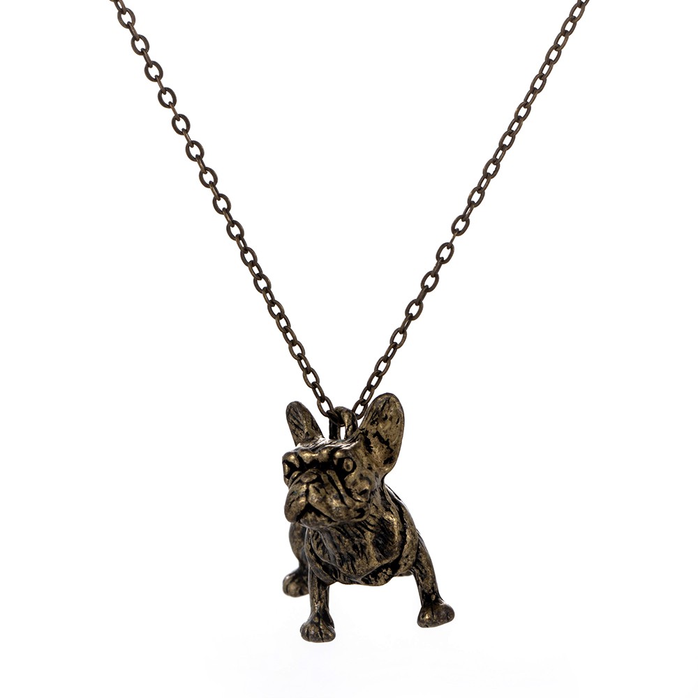 【COD Tangding】Pekingese Three-dimensional Fashion Cool Silver Black Pug Dog Pendant Unisex Necklace Chain Jewelry