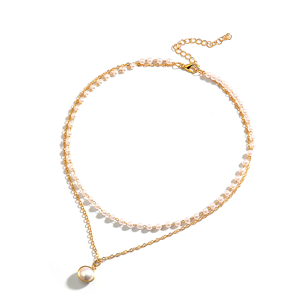 Women Multilayer Pearl Chain Necklace