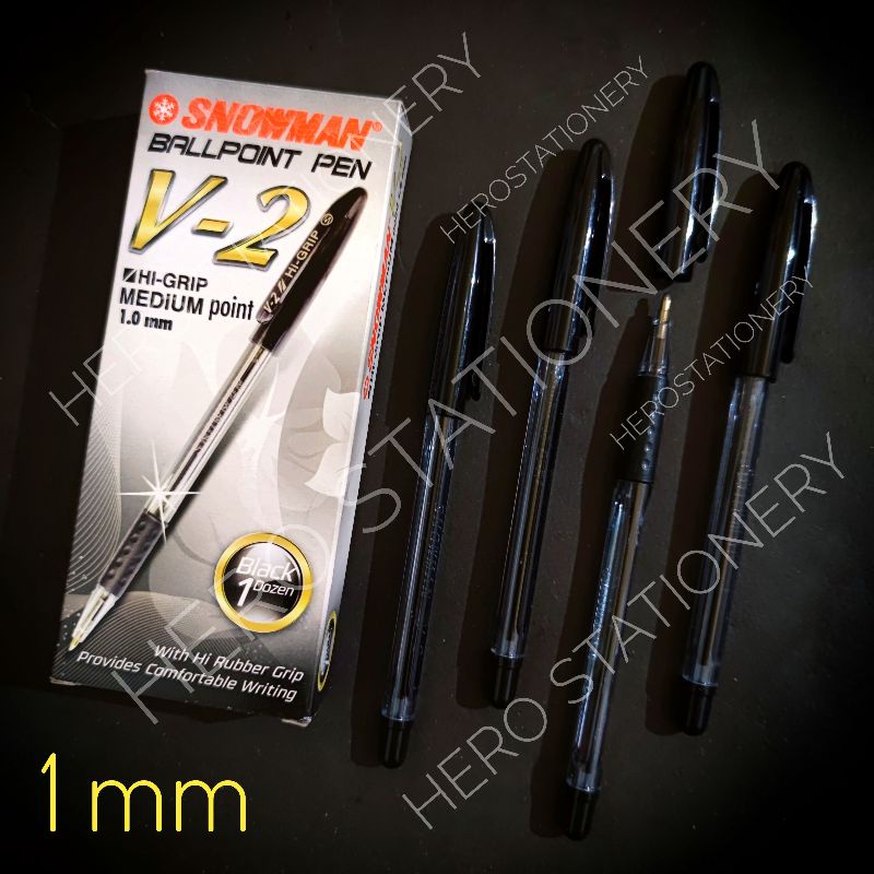 

Pena ballpoint pen snowman V2 1 mm tinta hitam . 12 unit