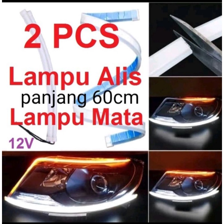 Lampu Alis LED DRL Lampu Runing Turning Mata Headlamp Mobil Lampu Depan Kepala Motor Sein 12V